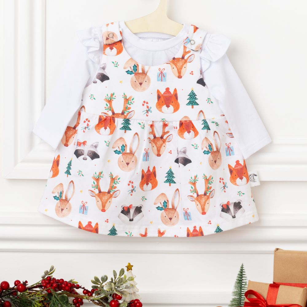 Christmas Party Animals Pinafore Dress by Wonder & Wren