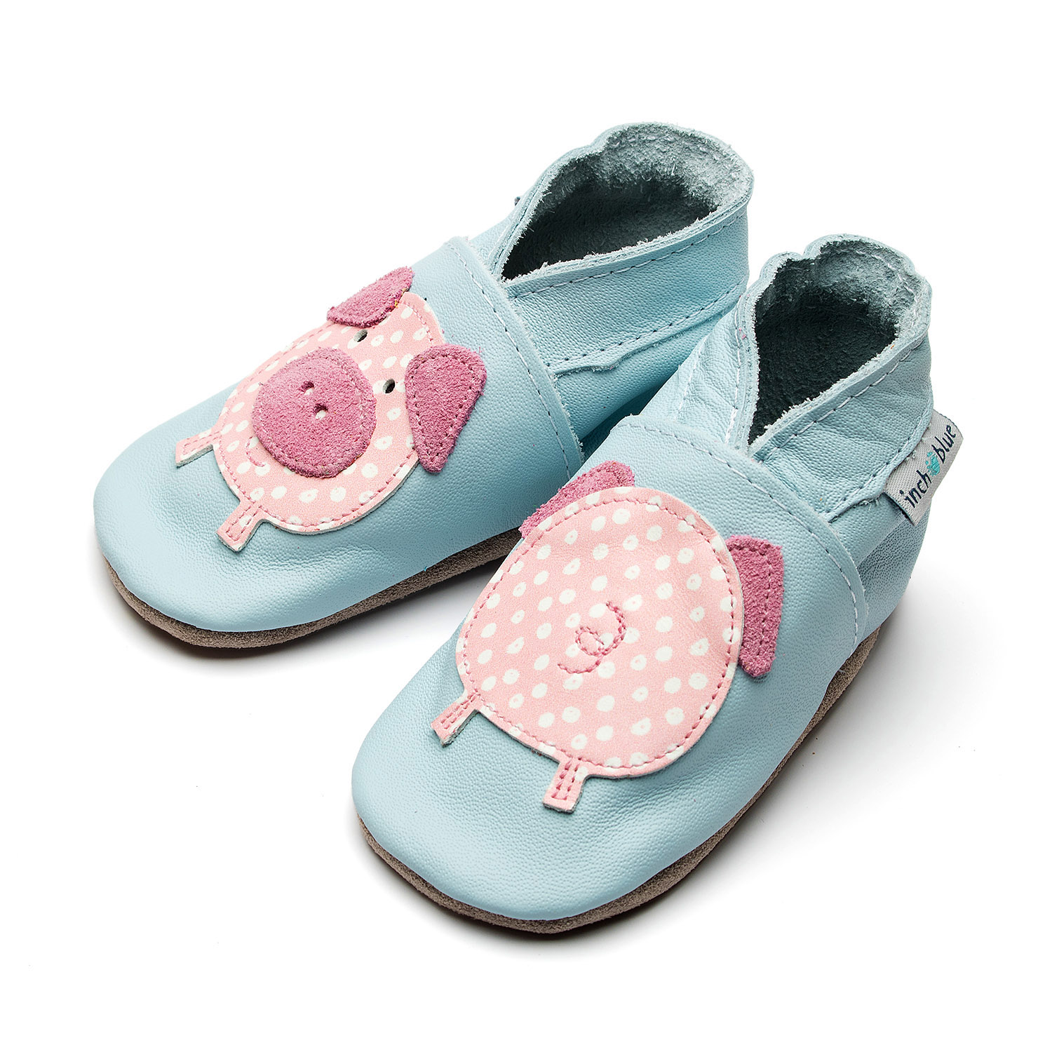 Baby leather shoes | Pig | Farmyard | Baby Blue | Boy & Girl | Soft ...